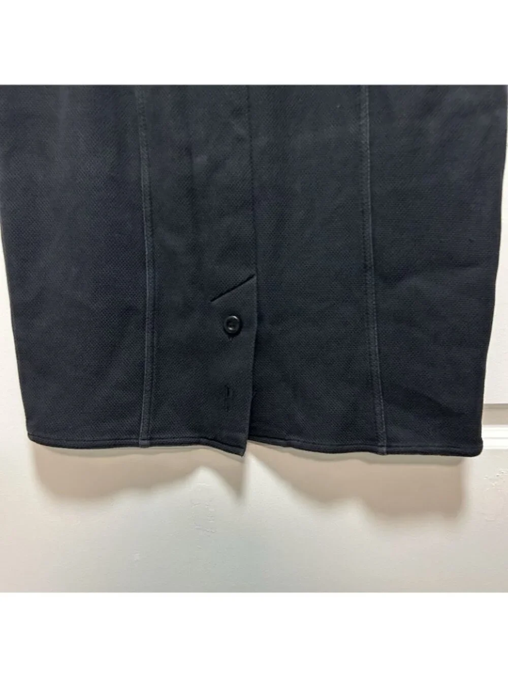 Chanel Vintage Linen Blend Wool Button Front Pencil Skirt Buttons Pocket Small